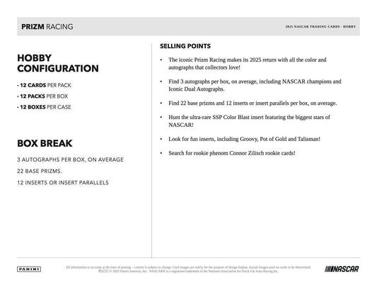 PRE-ORDER 2025 Panini Prizm Racing Hobby Box