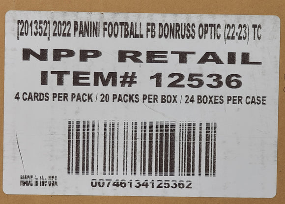 2022 Panini Donruss Optic Football Retail Box - 24 Box Case