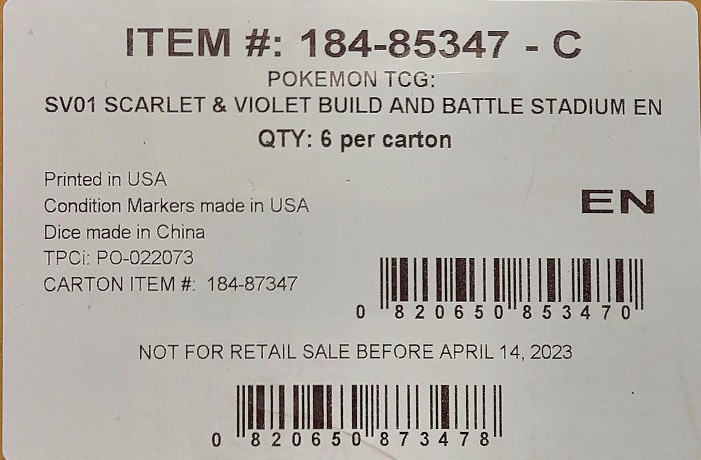 Pokemon Scarlet & Violet Build & Battle Stadium 6 Box Case