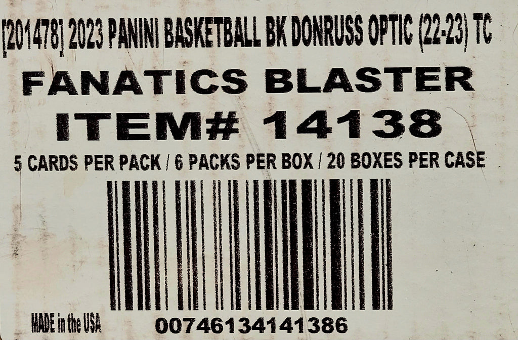 2022/23 Panini Donruss Optic Basketball 6-Pack Blaster Box Case