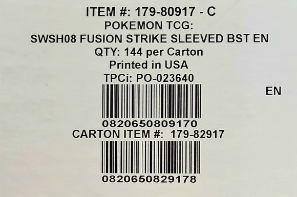 Pokemon Sword & Shield Fusion Strike Blister Pack - 144 Pack Case