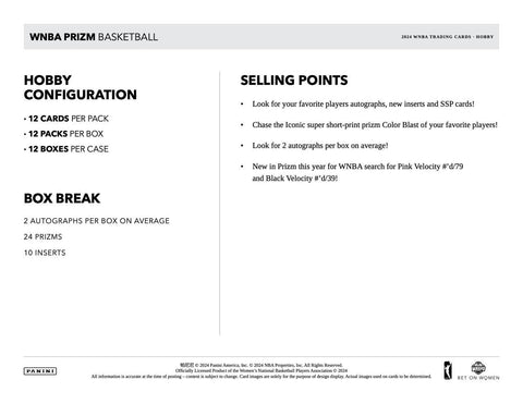 2024 Panini Prizm WNBA Basketball Hobby Box