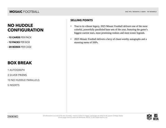 2025 Panini Mosaic Football No Huddle Box