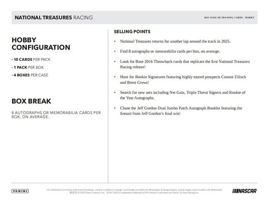 PRE-ORDER 2025 Panini National Treasures Racing Hobby Box