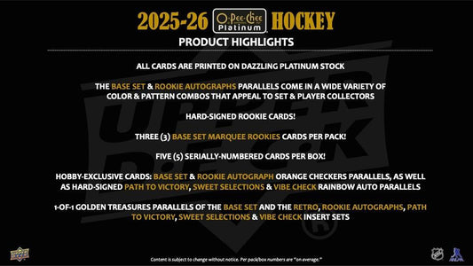 PRE-ORDER 2025/26 Upper Deck O-Pee-Chee Platinum Hockey Hobby Box