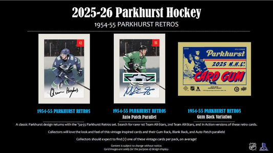 PRE-ORDER 2025/26 Upper Deck Parkhurst Champions Hockey Hobby Box