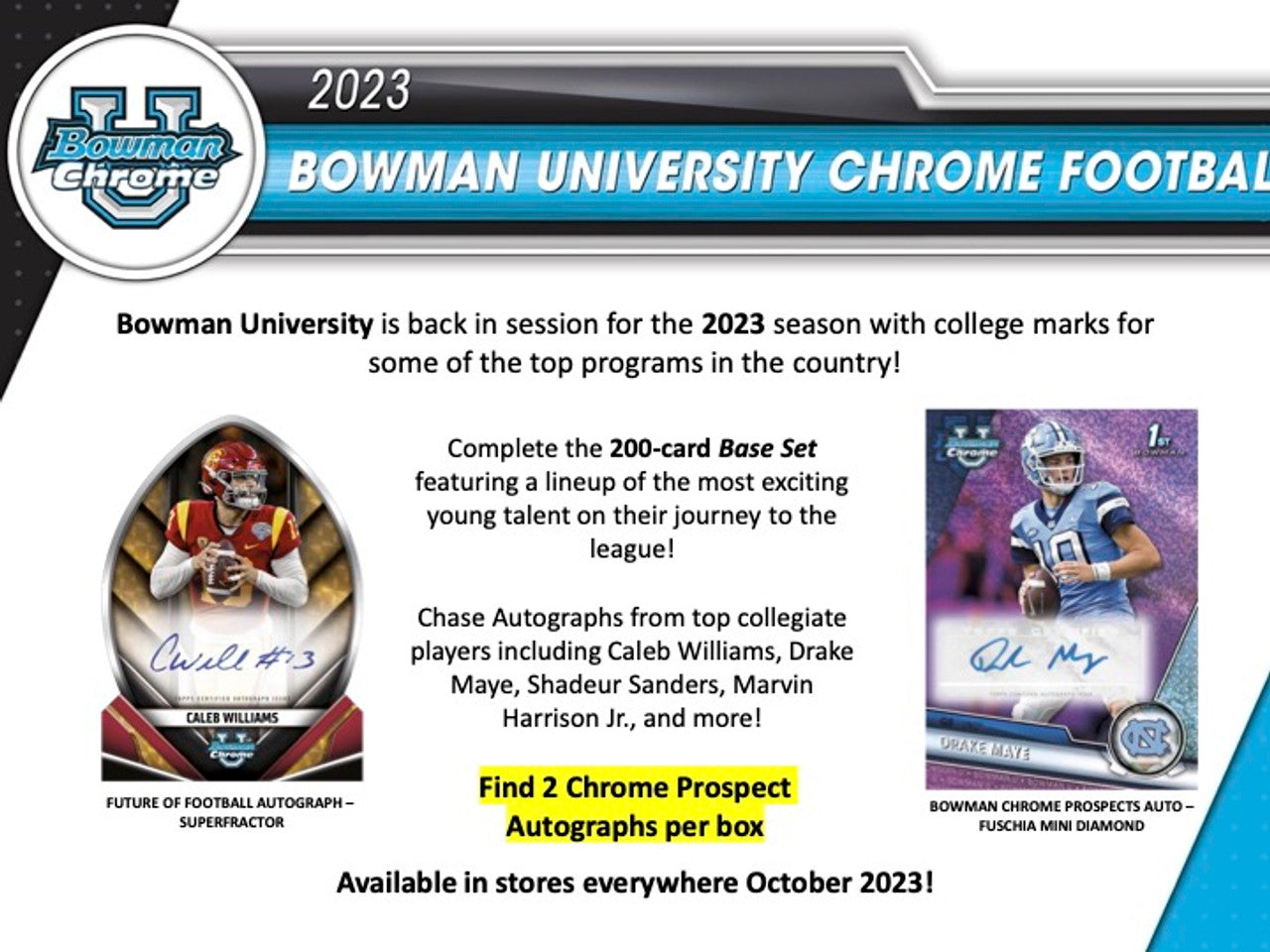 PRE-ORDER 2023 Bowman Chrome University Football Hobby Box
