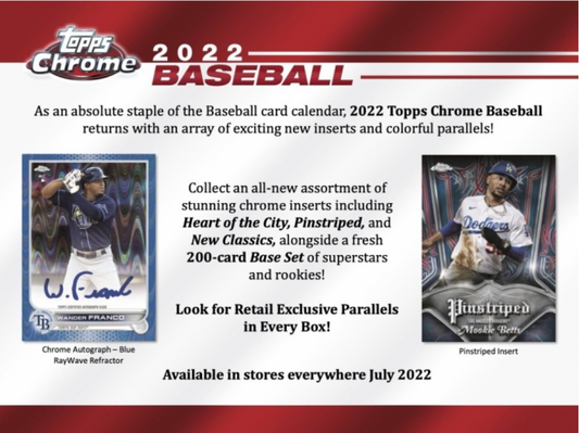 2022 Topps Chrome Baseball Blaster Box