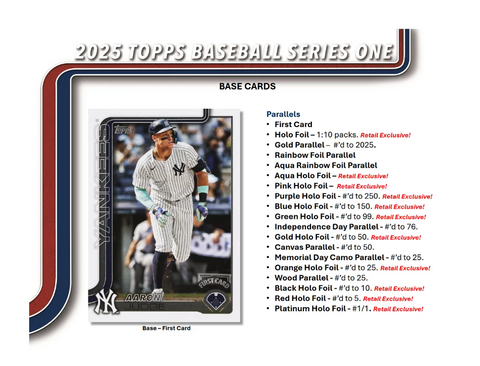 2025 Topps Series 1 Baseball Retail 20-Pack Box