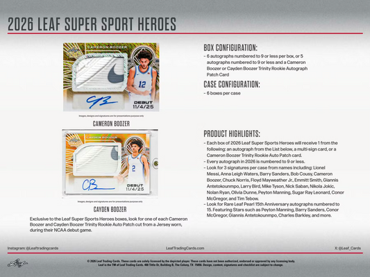 2026 Leaf Metal Super Sports Heroes Hobby Box