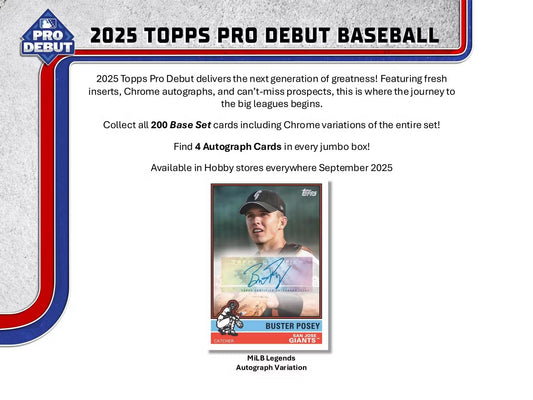 PRE-ORDER 2025 Topps Pro Debut Baseball Hobby Box